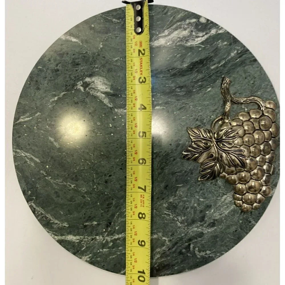 Godinger GSA Silver Art Co. Cheese Tray Green Marble Silver Grape Cluster-10